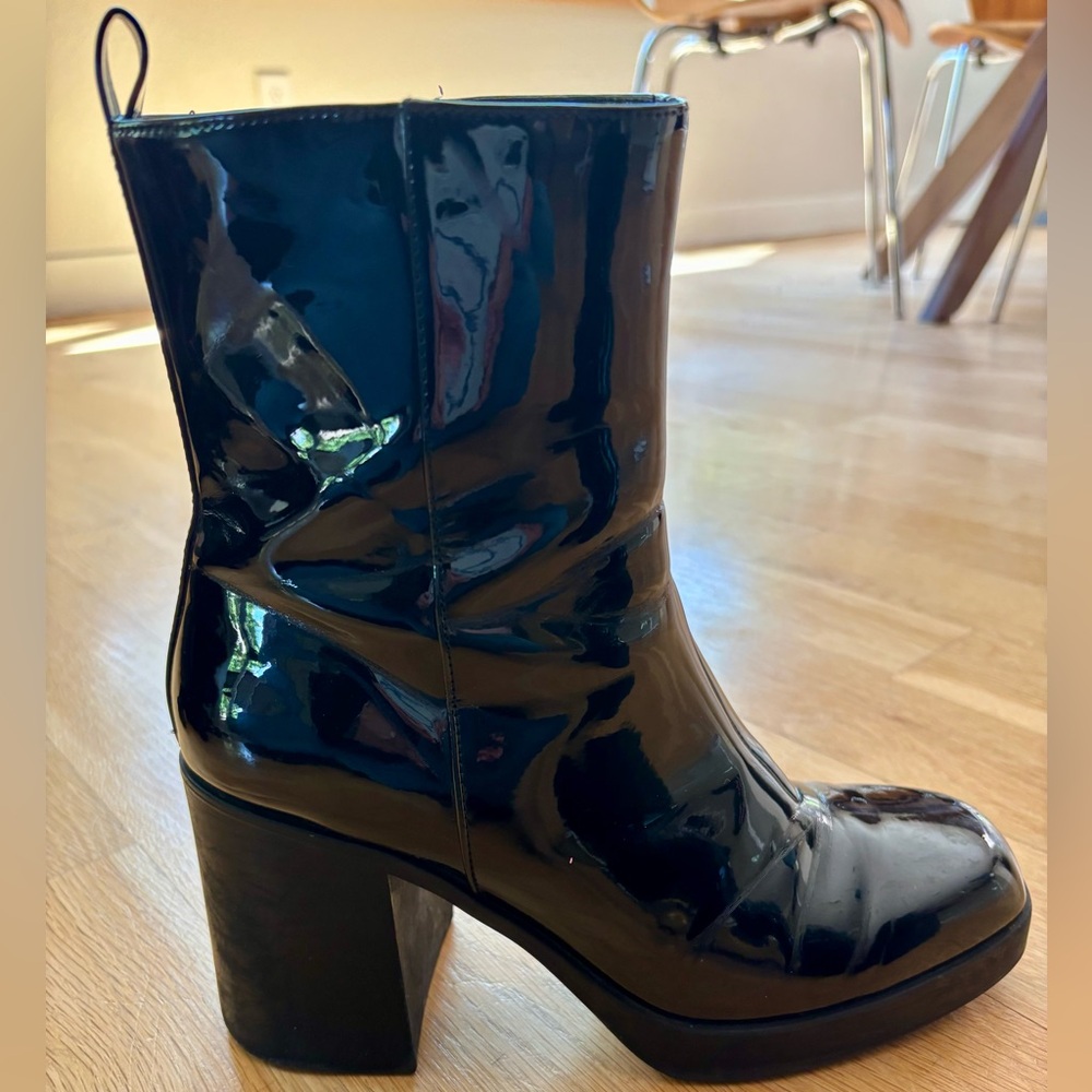 BP Black Heeled Boots with Glossy Finish